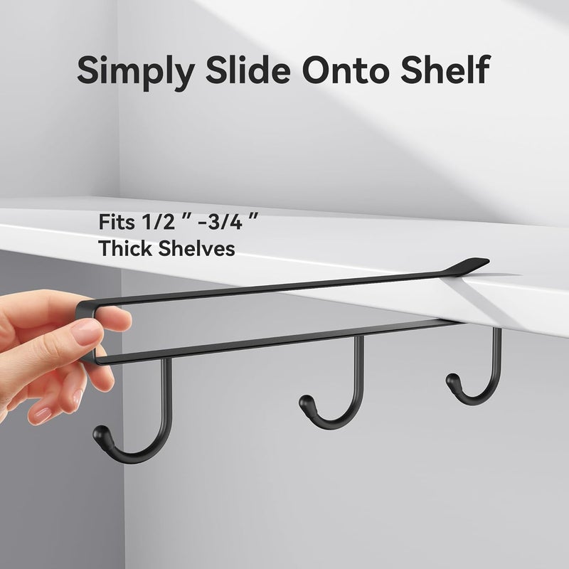 ECROCY Mug Hooks for Cabinet, Clip-On Shelf and Only Fits Flat Cabinet Without Any Lip, 3pcs Mug Holder No Drilling Free Damage - Image 5